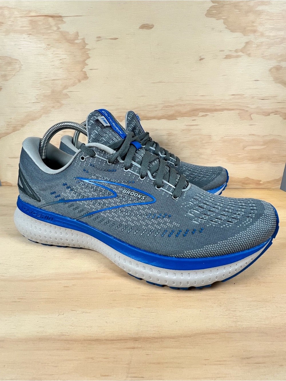 Brooks Glycerin 19 Mens Running Gym Shoes Athletic Sneakers 9.5 Gray Blue Low
